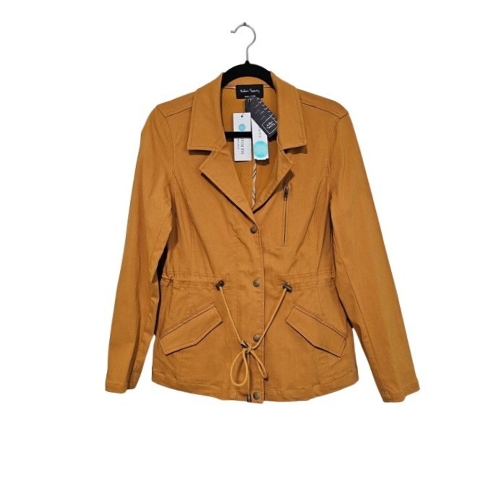 Eden Society M Cinch Waist Utility Jacket Mustard Yellow Drawstring Fall NWT ~
